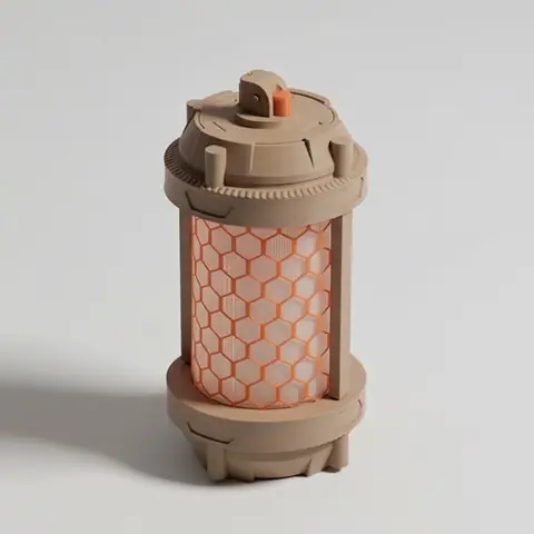 Futuristic Grenade Lamp – Sci-Fi Inspired LED Light with Honeycomb Diffuser
