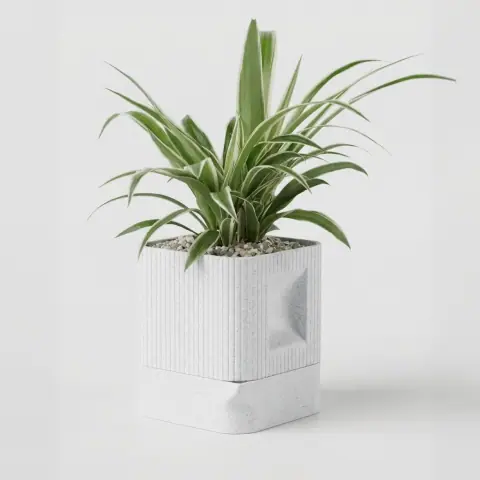 Aura | Architectural Ribbed Square Planter with Hidden Drainage